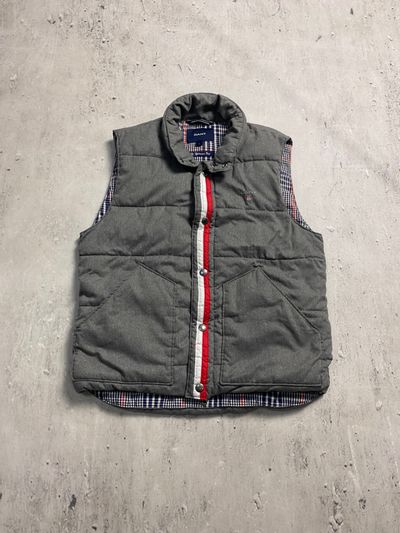 Grey Padded Vest With Checkered Lining