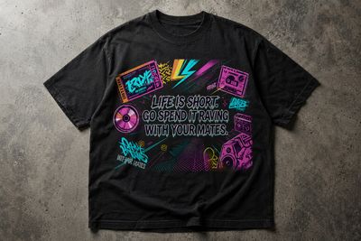 Black Graphic T-Shirt Life short go Spend it raving with your mates