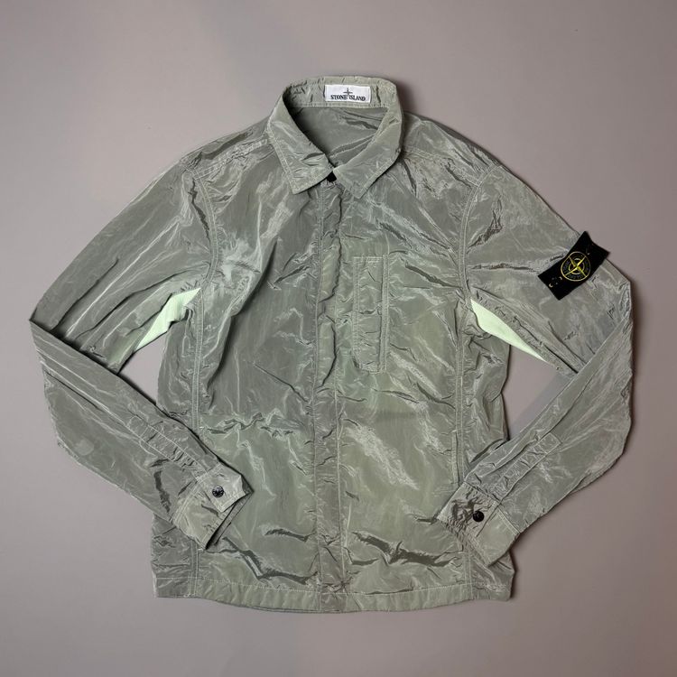 Stone Island Light Green Nylon Metal Shimmer Overshirt - Medium