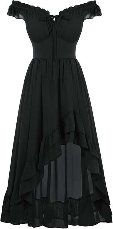 Black Ruffled High-Low Dress image 3