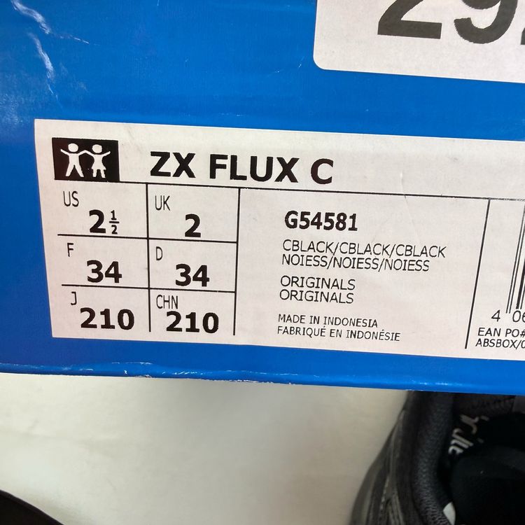 Adidas ZX Flux Size UK 2 Core Black Children Kids Trainers G54581 image 5