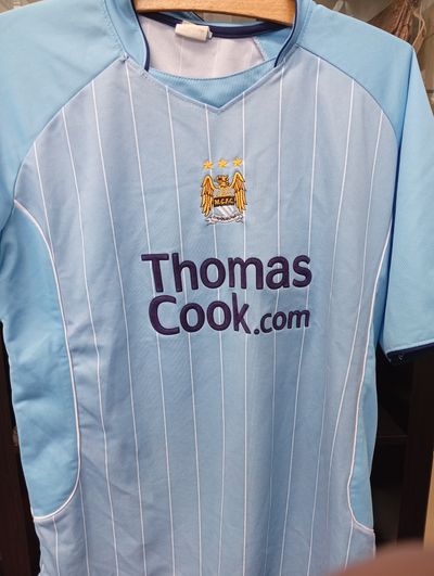 Manchester city REPRO Soccer Jersey With Thomas Cook.Com Logo