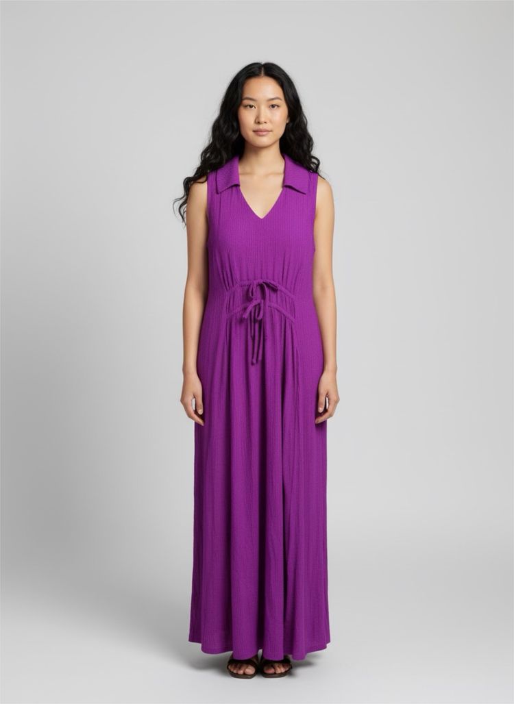 Nina Leonard Purple Sleeveless Maxi Dress