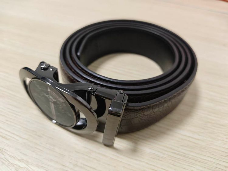 Black Leather Belt With Metal Buckle image 1
