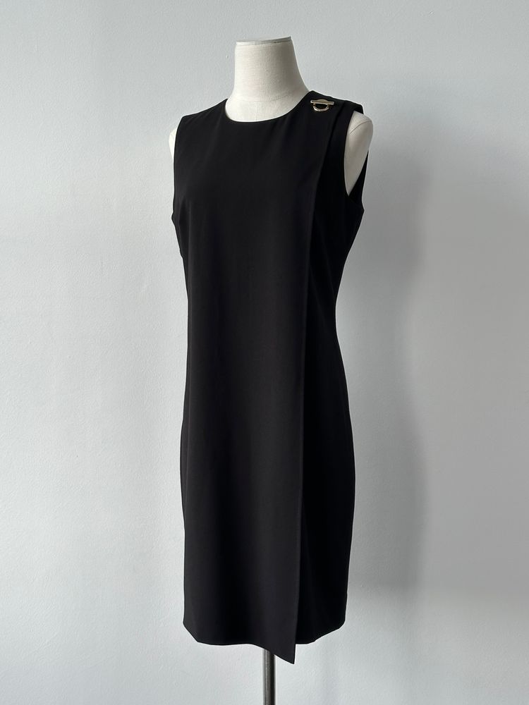 Calvin Klein 2000s Asymmetric Overlay Sleeveless Midi Single Button Dress - M image 1