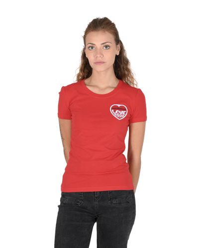 Love Moschino Red T-Shirt With Heart Graphic