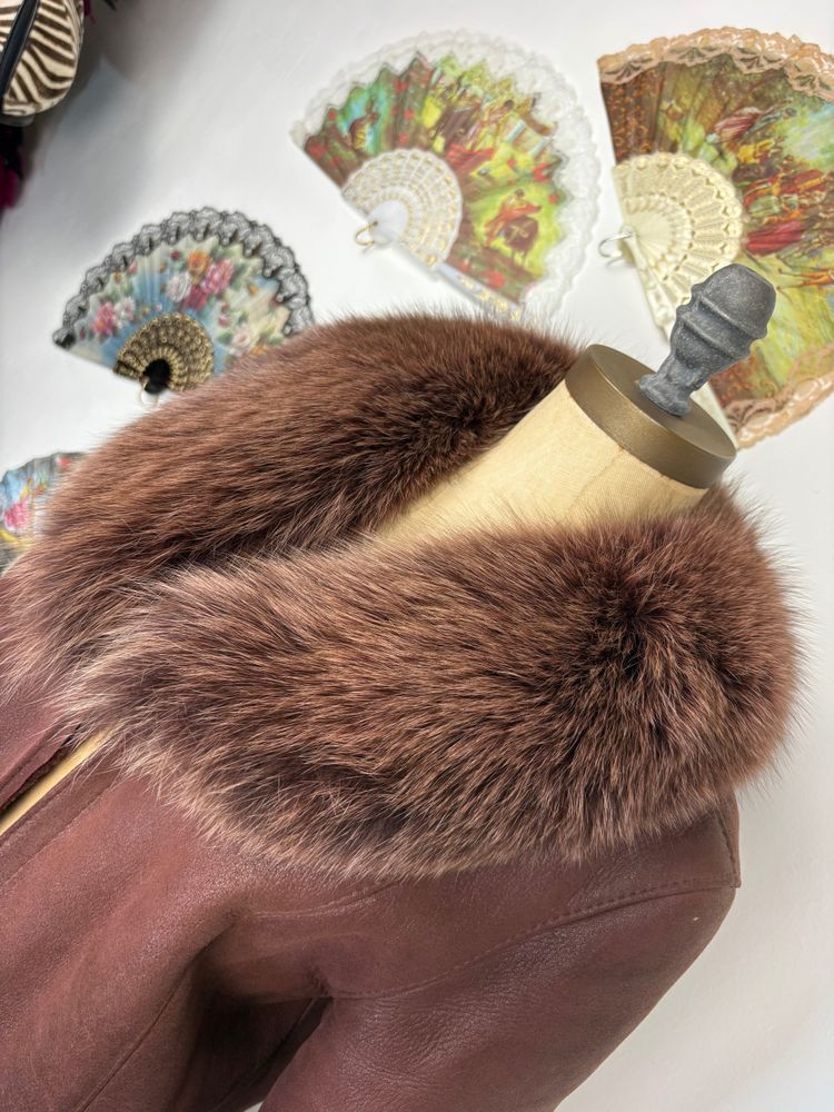 Vintage 70s Sheepskin jacket with fox fur collar image 5