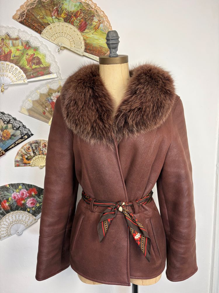 Other Vintage 70s Sheepskin jacket with fox fur collar product image
