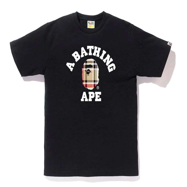 BAPE Check College Tee Black/Beige image 1