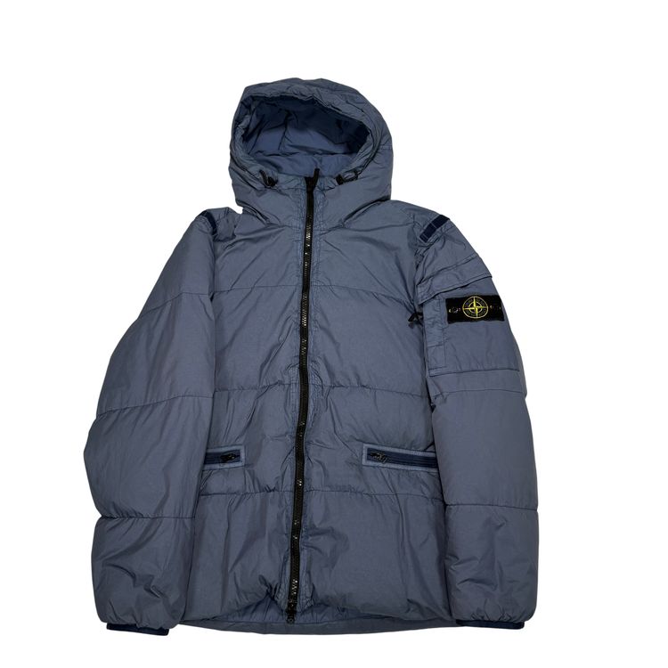 Stone Island Blue Garment Dyed Crinkle Reps R-NY Down Jacket