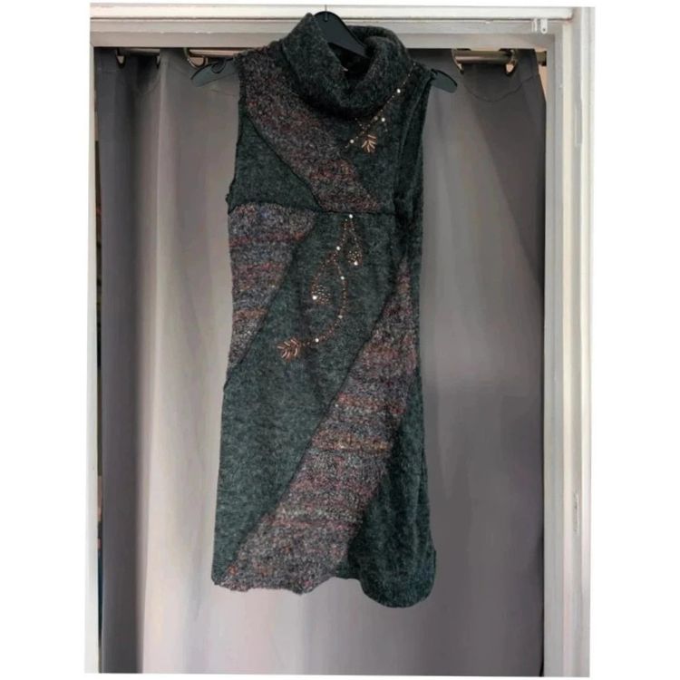 Apricot Charcoal Grey Cowl Neck Tunic Dress UK 8 Whimsigoth Mini image 1