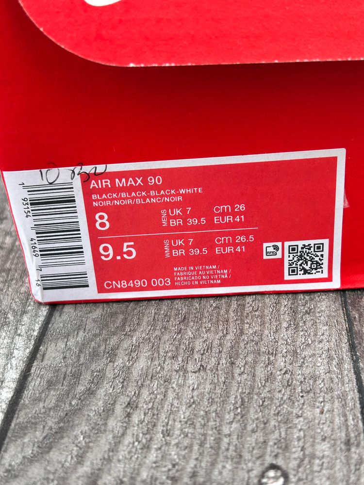 Nike Air Max 90 Trainers - ‘Triple Black’ - Size UK 7  10