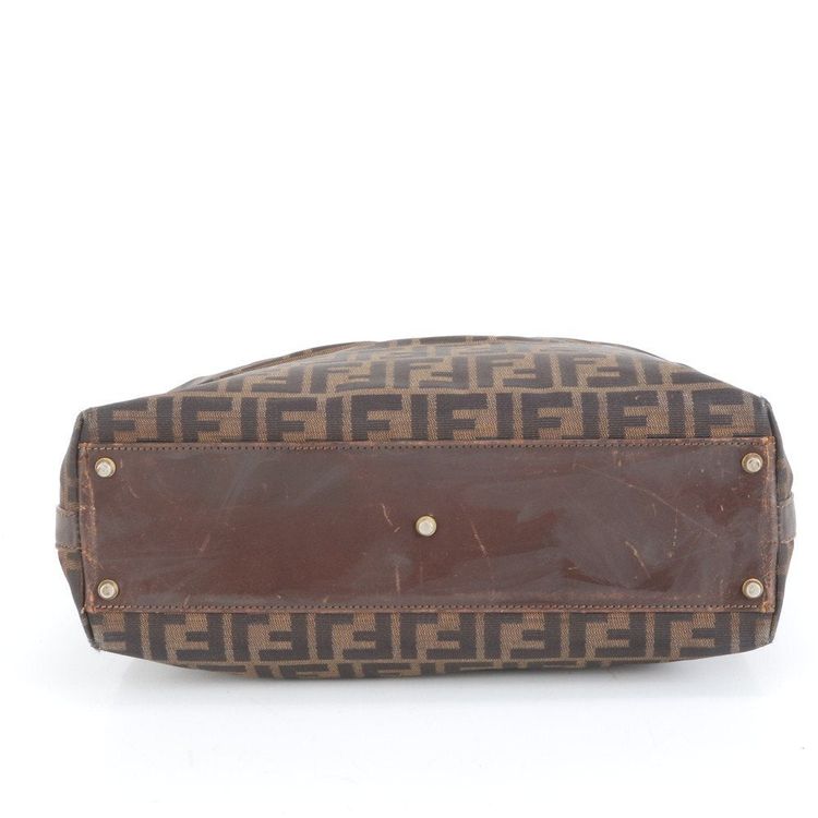 Fendi Zucca Pattern Gold Brown Leather Tote Bag image 6