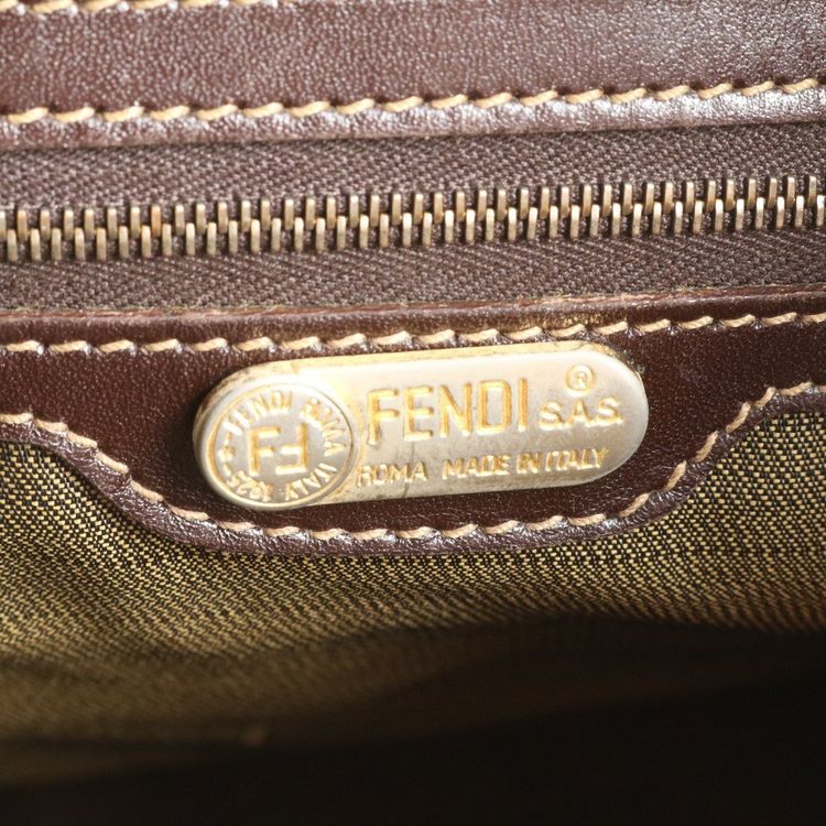 Fendi Zucca Pattern Gold Brown Leather Tote Bag image 11