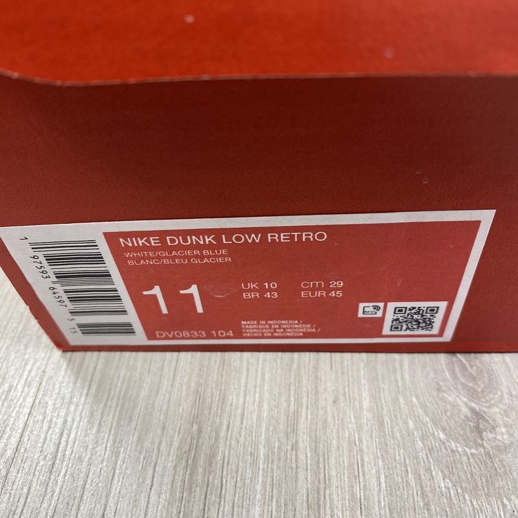 Nike Dunk Low Size UK 10 Glacier Blue White Men's Trainers DV0833-104 image 5