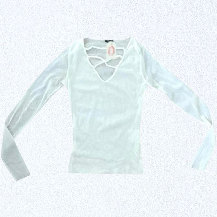 Other y2k phard white micromesh long sleeve sequin top product image