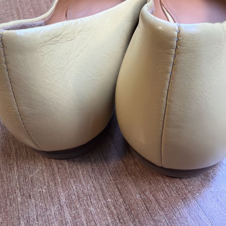 Tory Burch Georgia Ballet Flats Yellow Leather Square Toe Uk 8.5 Us 11 New image 3