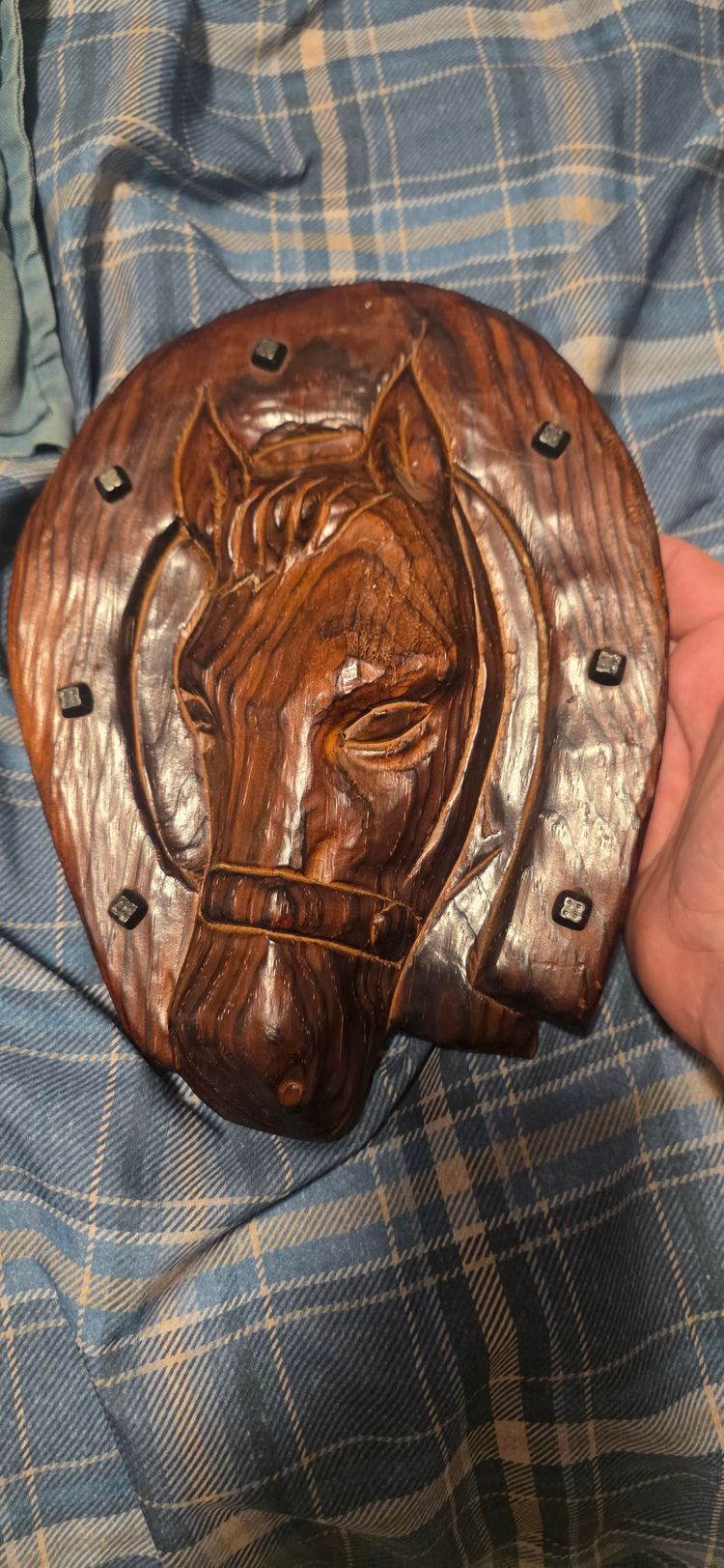 Wooden Horse Head Wall Plaque German ANTIQUE imagen 5