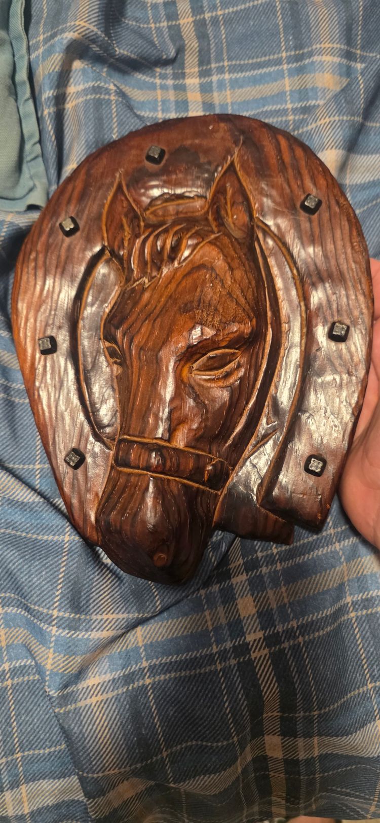 Wooden Horse Head Wall Plaque German ANTIQUE imagen 1