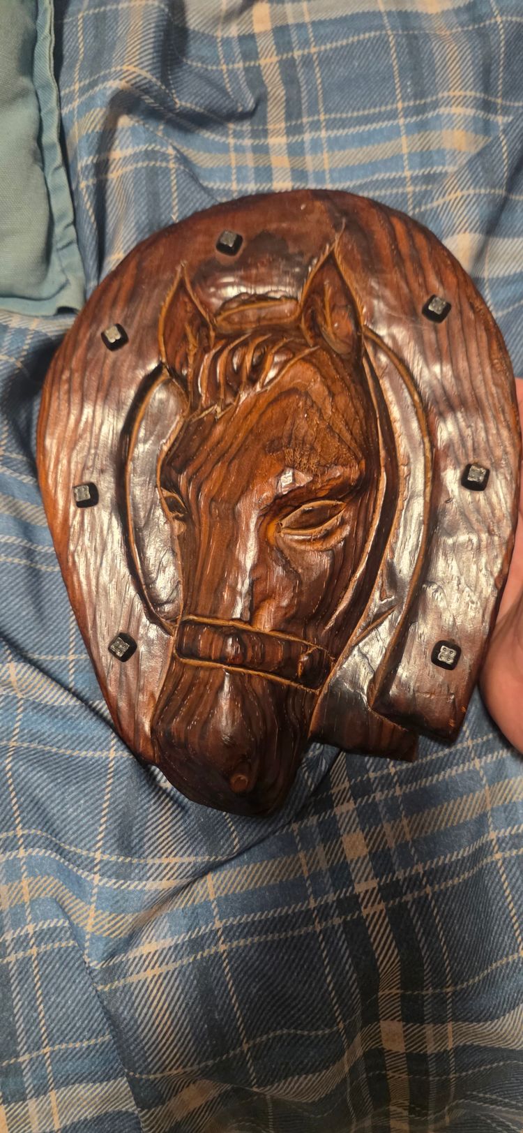 Wooden Horse Head Wall Plaque German ANTIQUE imagen 2