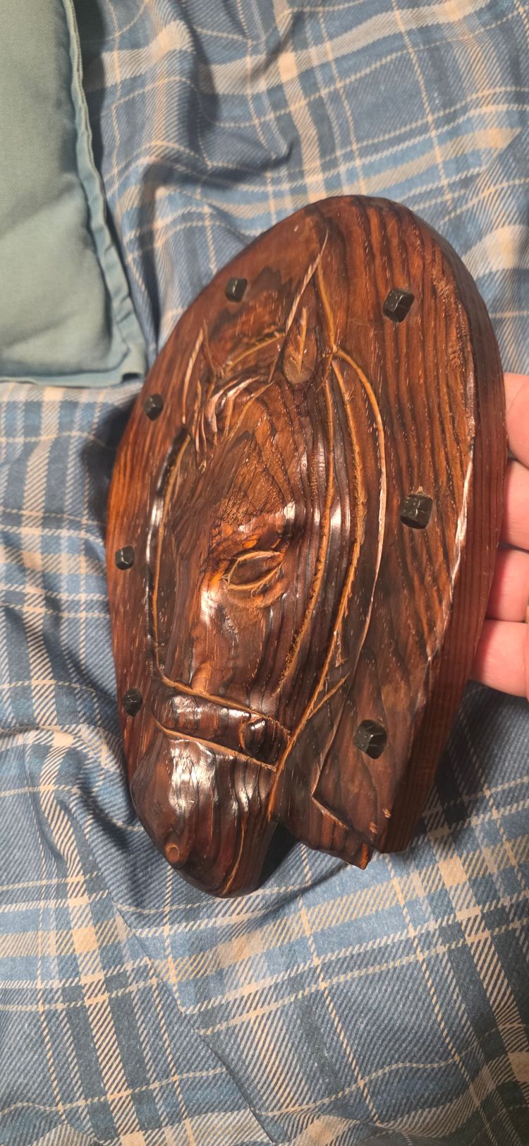 Wooden Horse Head Wall Plaque German ANTIQUE imagen 6