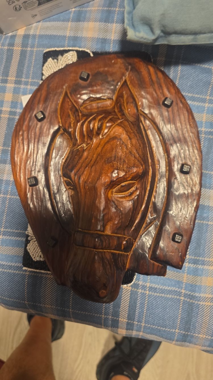 Wooden Horse Head Wall Plaque German ANTIQUE imagen 3