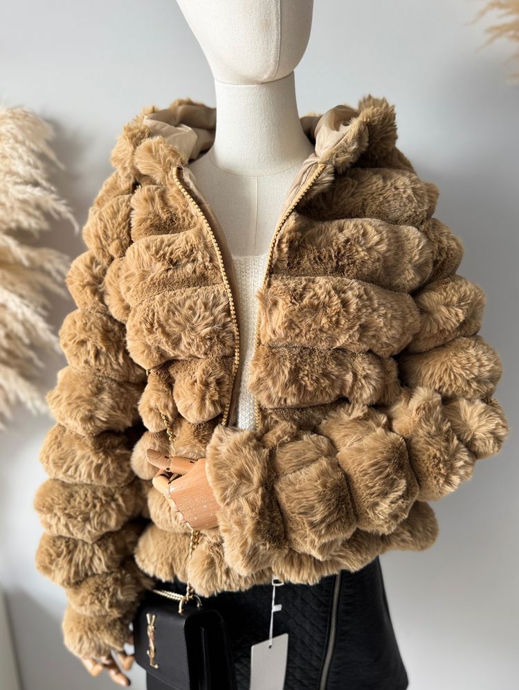 Other Karmelowa futrzana kurtka zimowa puchata sztuczne futro oversize streetwear Teddy product image