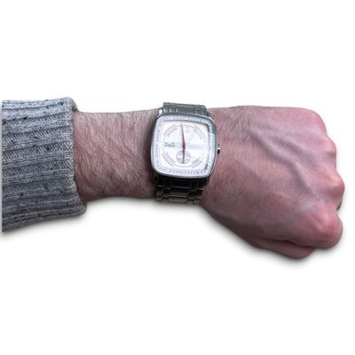 Dolce & gabanna 2000's 'Ibiza people' silver tone watch (OS)