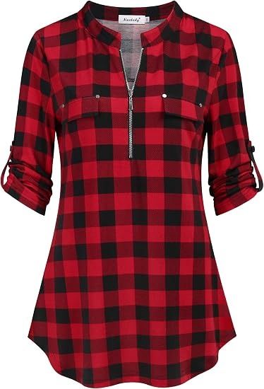 Red And Black Checkered Long Sleeve Shirt image 1