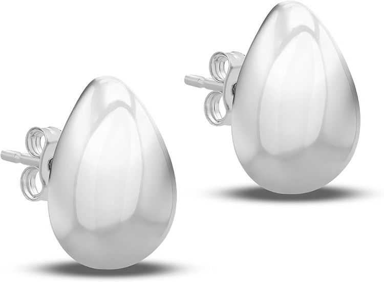 Silver Teardrop Stud Earrings