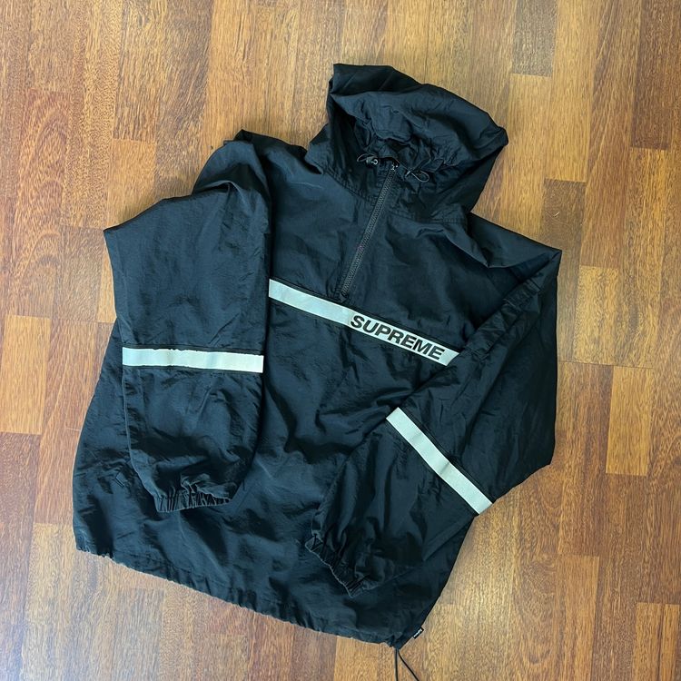 Supreme Reflective Taping Hooded Pullover Black Taglia L (Usata)