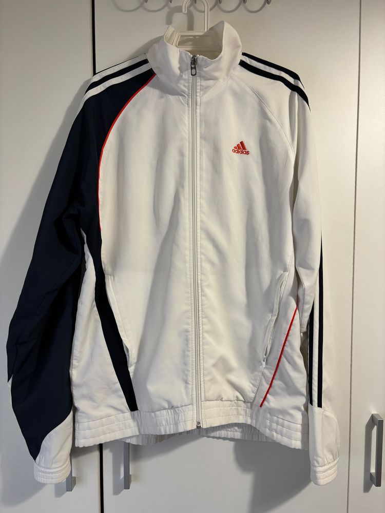 Adidas White And Black Zip-Up Jacket