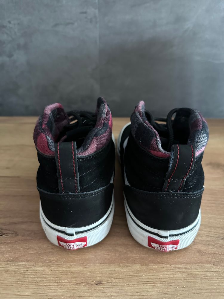 Buty Vans Sk8-Hi Youth – czarne trampki wysokie w kratkę 4