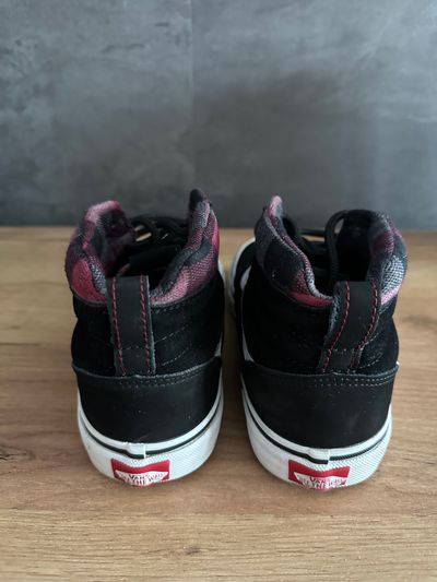 Buty Vans Sk8-Hi Youth – czarne trampki wysokie w kratkę 4