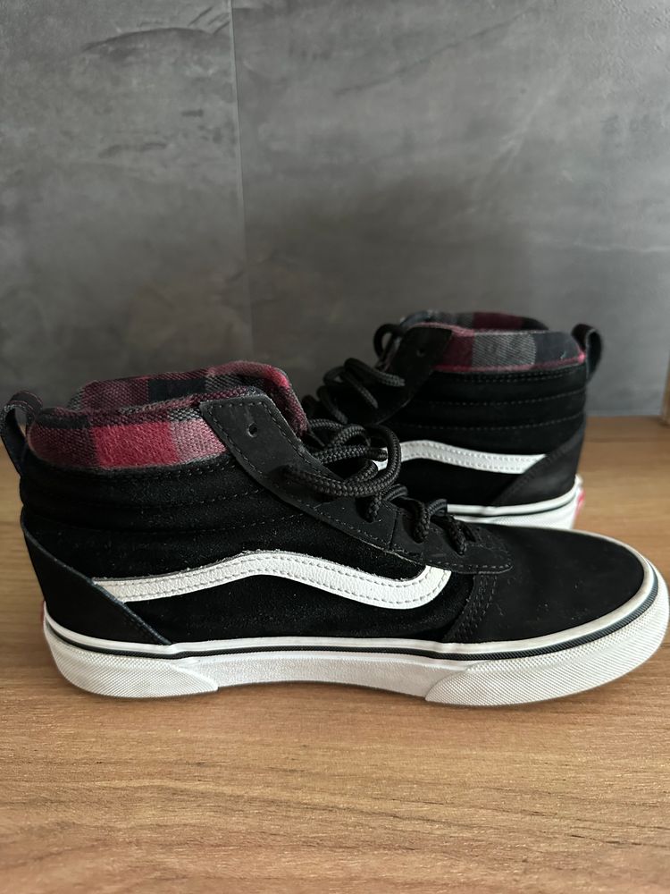 Buty Vans Sk8-Hi Youth – czarne trampki wysokie w kratkę 6