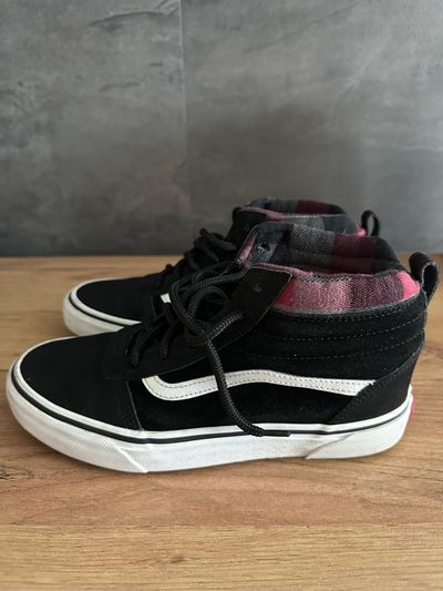 Buty Vans Sk8-Hi Youth – czarne trampki wysokie w kratkę 3
