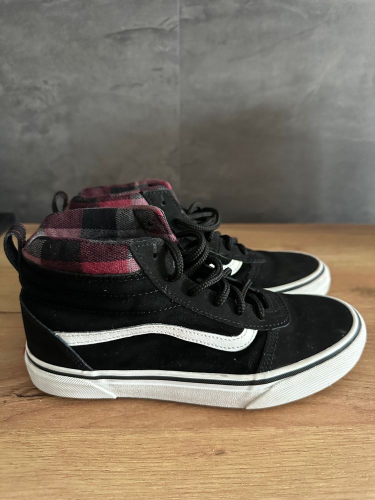 Buty Vans Sk8-Hi Youth – czarne trampki wysokie w kratkę
