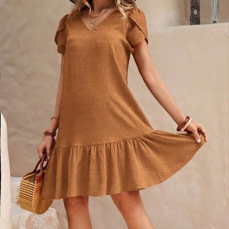 SHEIN brown short sleeve dress product image