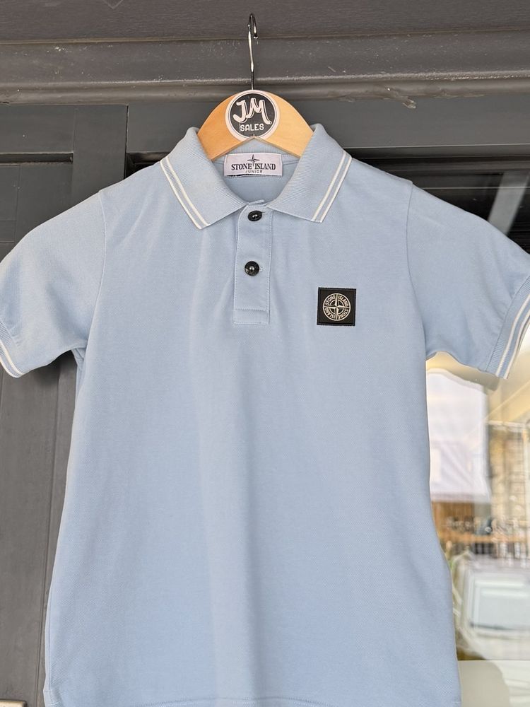Age 8 Stone Island Junior Baby Blue Polo Shirt imagen 2