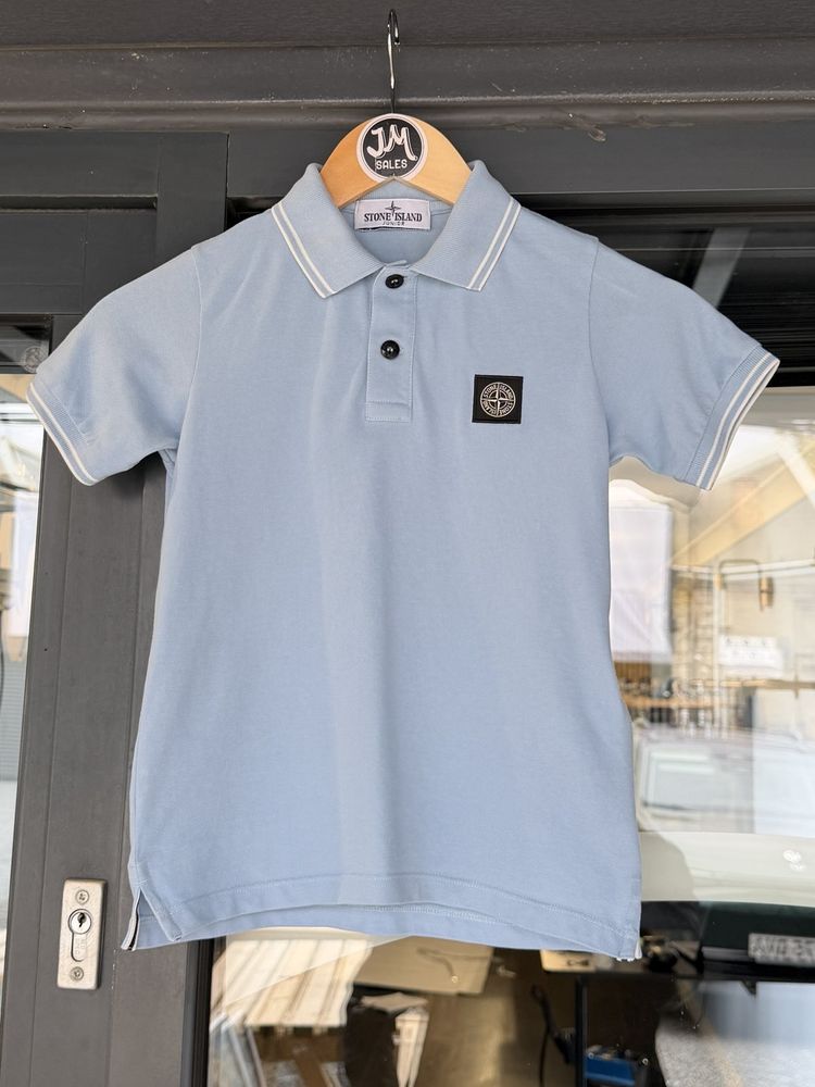 Age 8 Stone Island Junior Baby Blue Polo Shirt imagen 1
