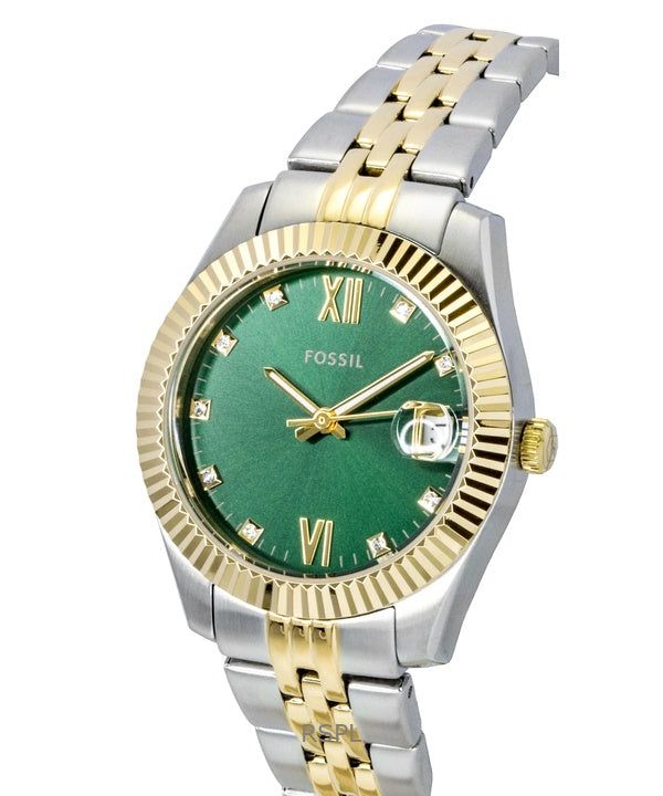 Immagine di Fossil Scarlette Two Tone Stainless Steel Crystal Accents Green Dial Quartz ES5388 Women's Watch 5