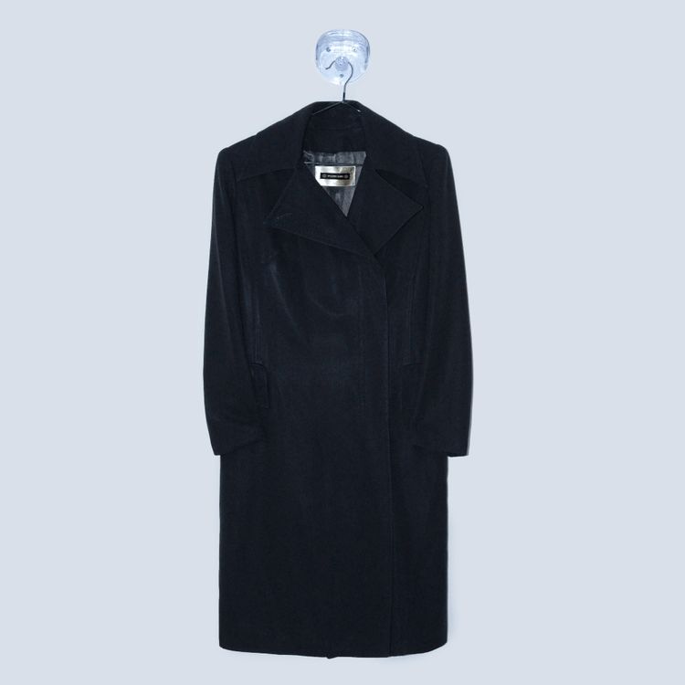 Plein Sud Black Long Asymmetrical Trench Coat 90s
