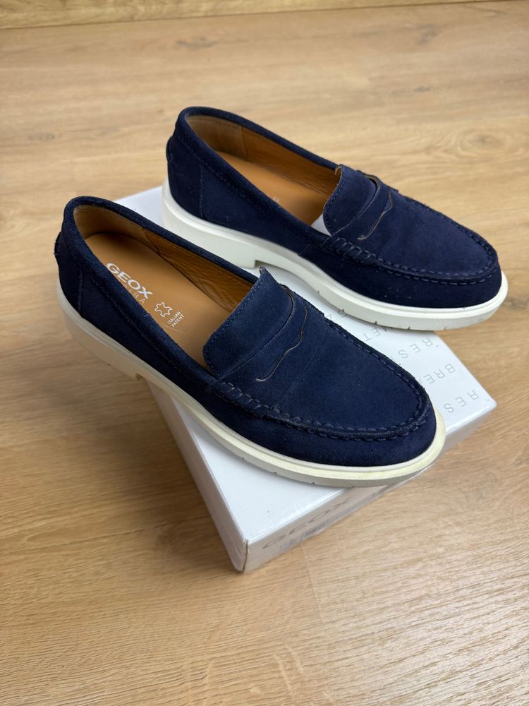 Geox Navy Blue Suede Loafers 3