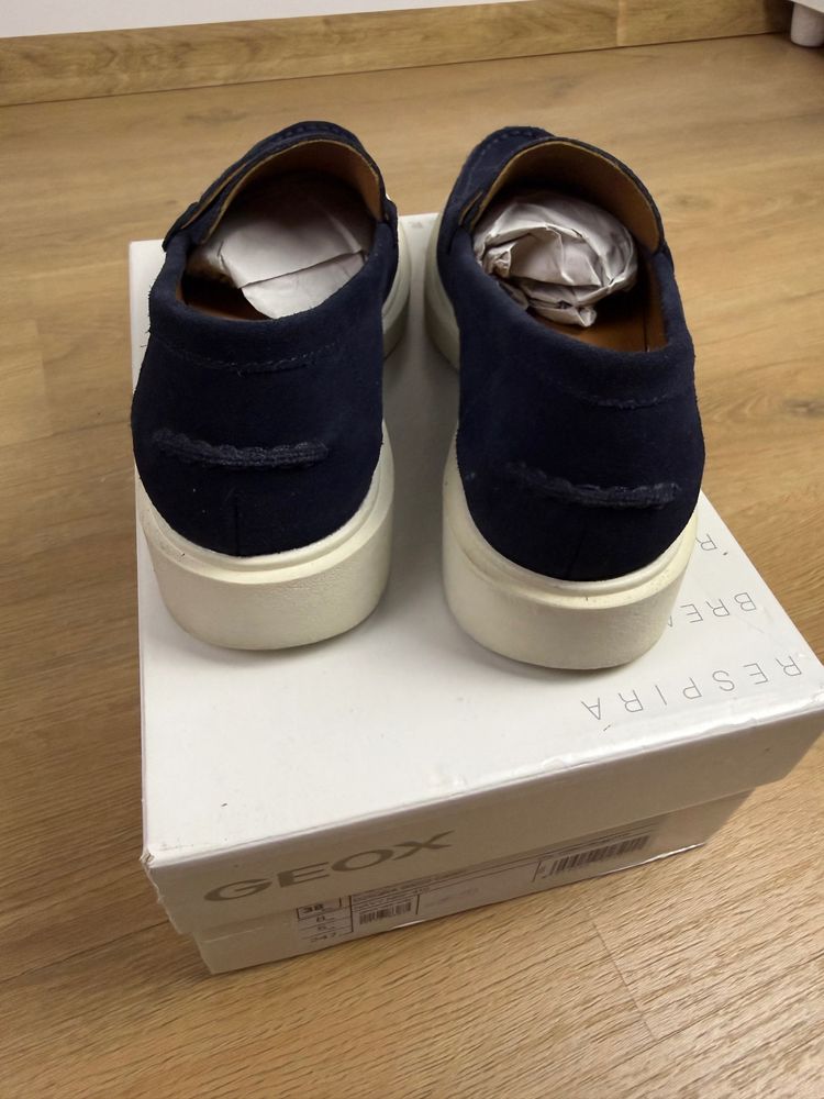 Geox Navy Blue Suede Loafers 4