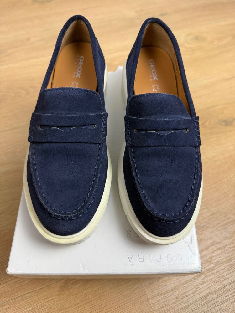 Geox Navy Blue Suede Loafers 2