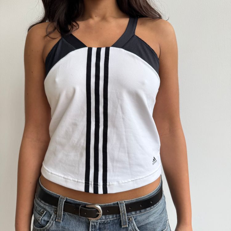Immagine di White Adidas 3 stripe top - Size S-M 3