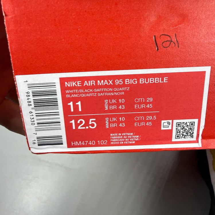 Nike Air Max 95 Size UK 10 OG Big Bubble White Saffron Quartz Men's HM4740-102 imagen 5