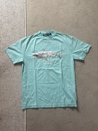 Palm Angels Light Blue Shark T-Shirt Small