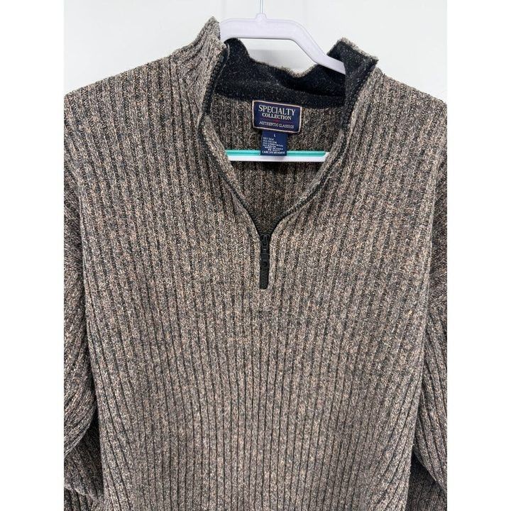 Specialty Collection Ribbed Knit Sweater With Half Zipper obraz 3