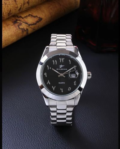 Silver Wristwatch With Black Dial